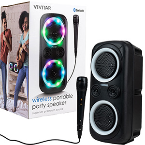 vivitar bluetooth party speaker with mic